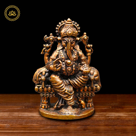 Copper Ganapathi Idol: Radiant Beauty for Devotees - Divine India Art