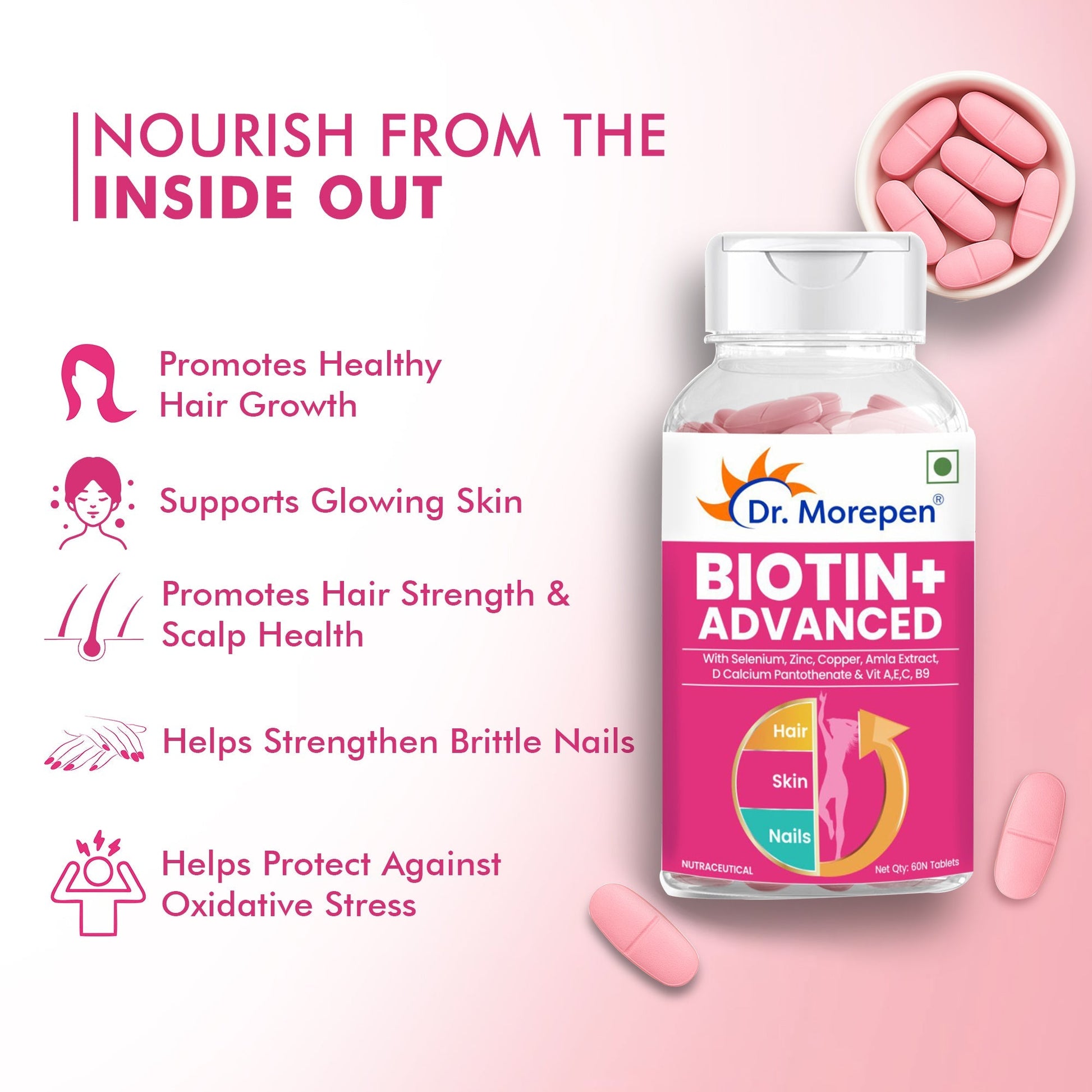 Dr Morpen Biotin+ Advanced Tablets | Swadesiicart