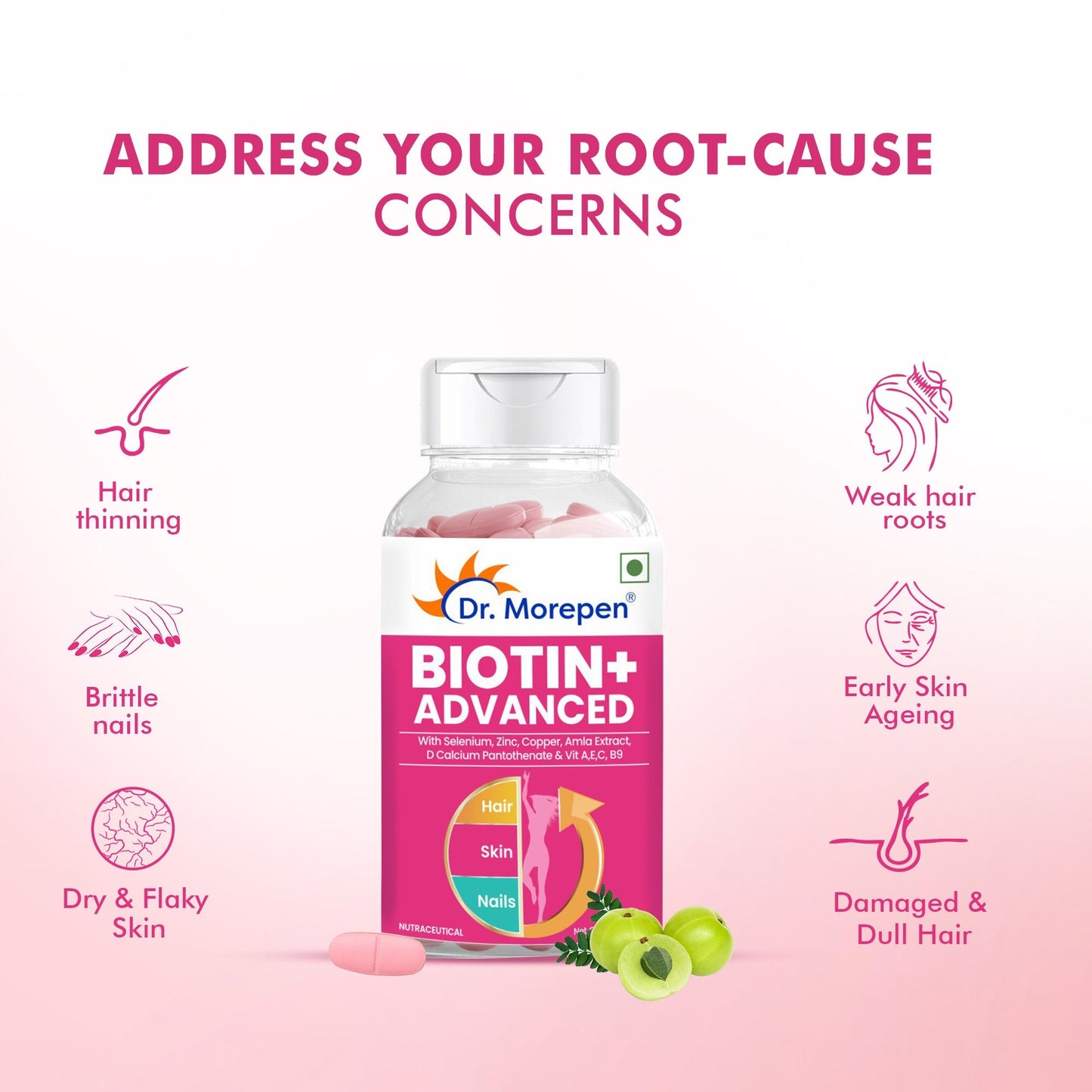 Dr Morpen Biotin+ Advanced Tablets | Swadesiicart