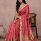 Anaita Coral Cotton Saree With Blouse