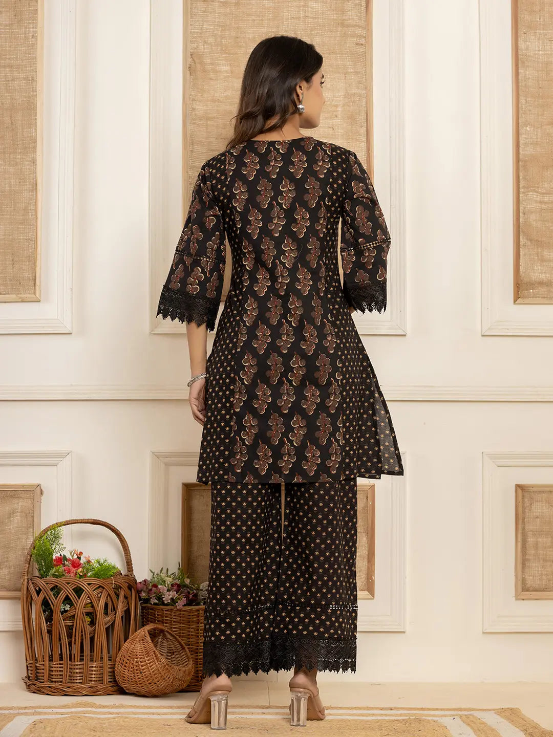 Yufta Cotton Black Co-Ord Set - Swadesiicart