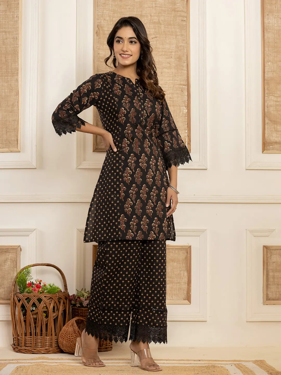 Yufta Cotton Black Co-Ord Set - Swadesiicart