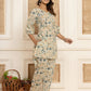 Yufta Cotton Grey Geometric Prin Co-Ord Set - Swadesiicart