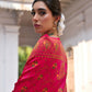 Vishnu Weaves Women's Pink Silk Woven Saree with Blouse - Swadesiicart