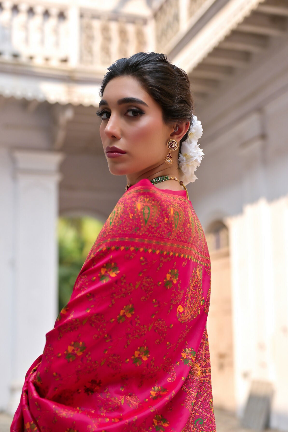 Vishnu Weaves Women's Pink Silk Woven Saree with Blouse - Swadesiicart