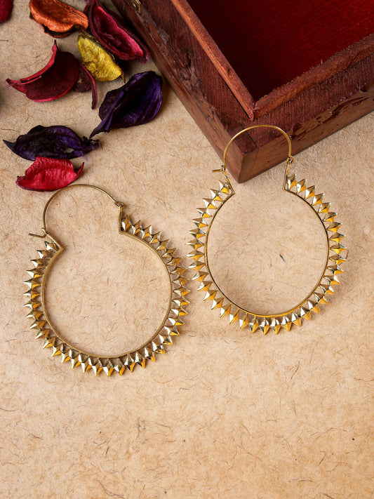 NVR Women Golden Full Circular Hoop Earrings - Swadesiicart