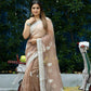 Vamsee Cotton Kerry Coffee (Cotton Kerry) Organza Saree - Swadesiicart