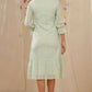 Juniper Women Sagegreen Cotton Dobby Woven Design A-Line Dress | Swadesiicart