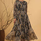 Juniper Women Black Chiffon Printed Flared Dress | Swadesiicart