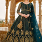 Heavy Stone Embroidered Peacock Blue Designer Anarkali Suit - Emponline | Swadesiicart