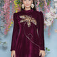 Joban Fashion Wine Velvet Hand Embellished Coord Set - Swadesiicart