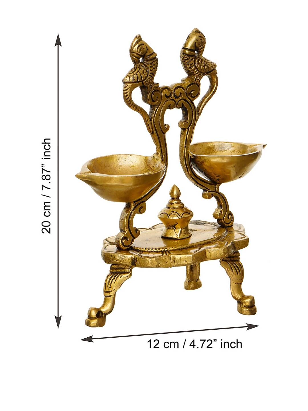 eCraftIndia Gold Toned Parrot Design Brass Handcrafted Diya With Stand | Swadesiicart