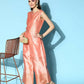 Ahalyaa Womens Peach Poly Silk Solid Jumpsuit - Swadesiicart