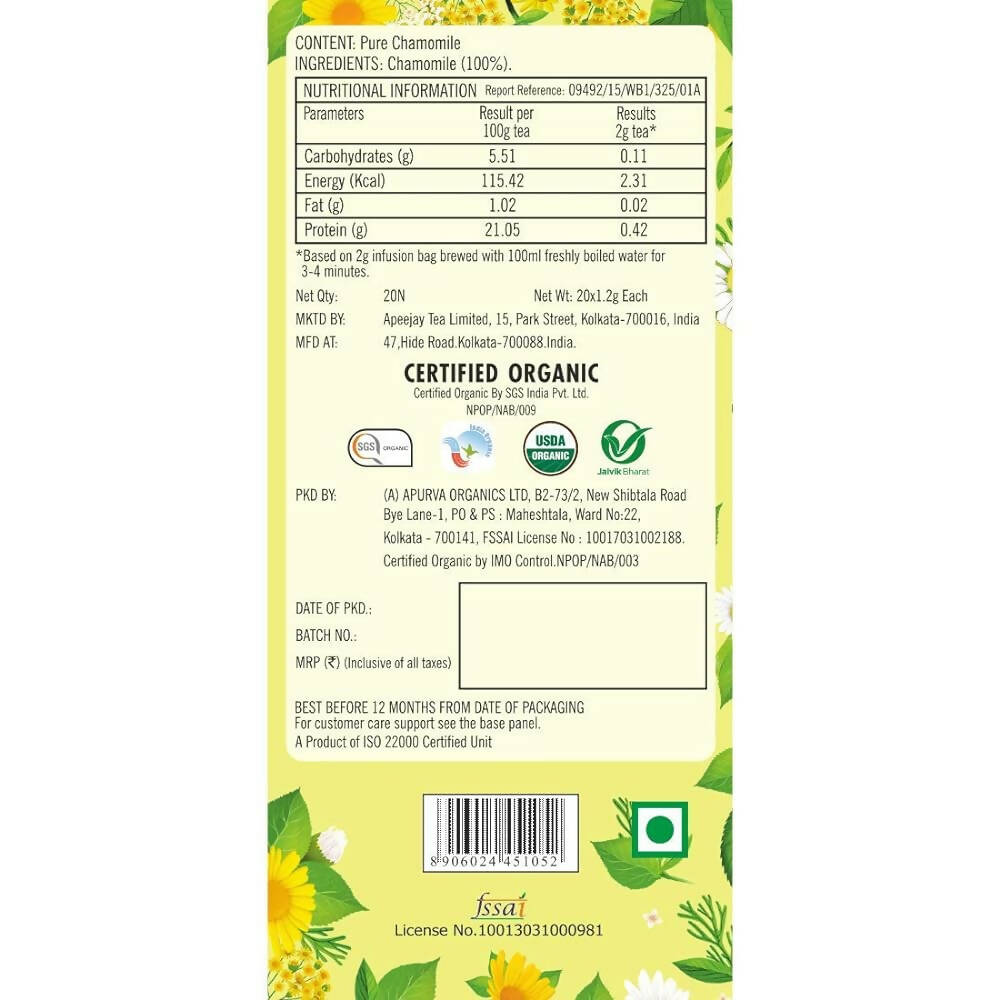 Typhoo Calming Organic Chamomile Tea Bags - Swadesiicart