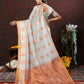 Lorenvalley Fashion Grey Cotton with Woven Design Zari Weaving Saree - Swadesiicart