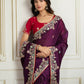 Ai Fashion Wine Rangoli Silk Embroidery Party Wear Saree