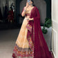 Lorenvalley Fashion Cream Tasar Silk Print with Foil Work and Real Mirror Gamthi Work with Lace Touch Up Lehenga Choli with Dupatta | Swadesiicart