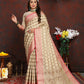 Lorenvalley Fashion Cream Soft Katan Silk Woven Design Rich Zari Weaving Pallu Saree - Swadesiicart