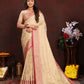 Lorenvalley Fashion Cream Soft Katan Silk Woven Design Zari Weaving Pallu Saree - Swadesiicart