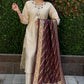 Lorenvalley Fashion Cream Roman Silk Hand Work Kurta Pant with Dupatta - Swadesiicart
