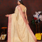 Lorenvalley Fashion Cream Soft Katan Silk Woven Design Zari Weaving Pallu Saree - Swadesiicart