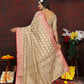 Lorenvalley Fashion Cream Soft Katan Silk Woven Design Rich Zari Weaving Pallu Saree - Swadesiicart