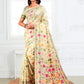 Anaita Cream Linen Printed Saree With Blouse