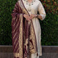 Lorenvalley Fashion Cream Roman Silk Hand Work Kurta Pant with Dupatta - Swadesiicart