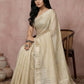Anaita Cream Cotton Saree With Blouse