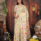 Anaita Cream Linen Printed Saree With Blouse