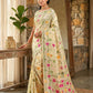 Anaita Cream Linen Woven Work Saree With Blouse