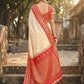 Anaita Cream Silk Woven Saree With Blouse