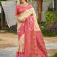 Anaita Cream Soft Silk Saree With Floral Printed Work With Blouse