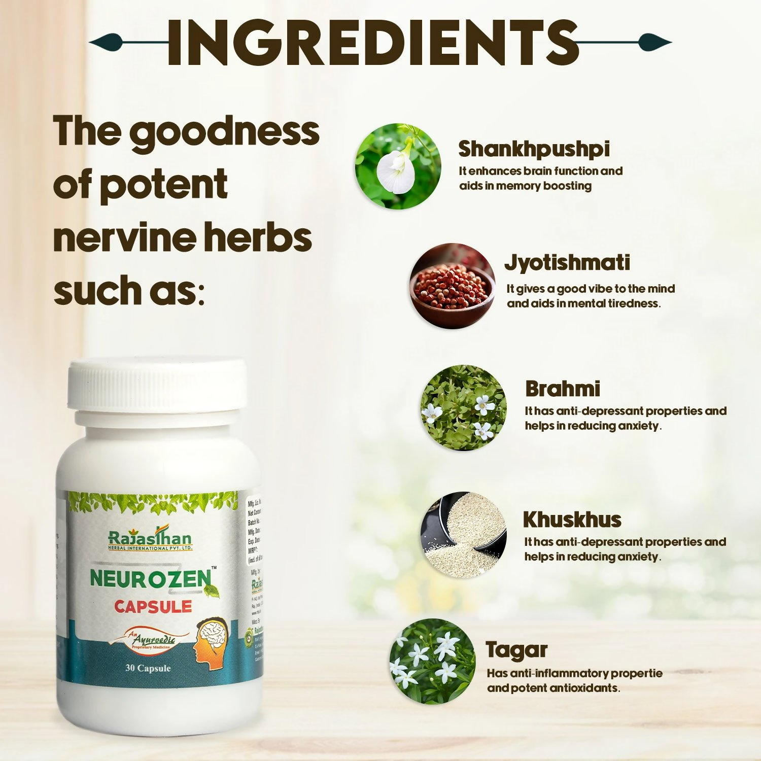 Rajasthan Herbals Neurozen Capsules | Swadesiicart