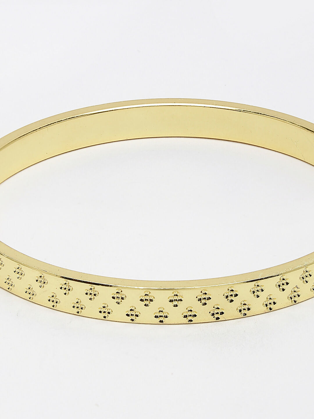 NVR Men's Gold-Polished Stainless Steel Kada Bracelet - Swadesiicart