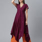 Ahalyaa Women Wine Crepe Glitter Print Kimono Style Kurta With Palazzo | Swadesiicart