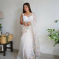 Vamsee White Organza Saree - Swadesiicart