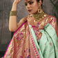 Vishnu Weaves Women's Sea-Green Paithani Silk Saree with Blouse - Swadesiicart