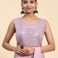 Light Lavendar Satin Solid Ready to wear Saree with stitched Blouse - Vanita | Swadesiicart