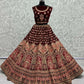Jyoti Fashion Women's Maroon Velvet Multi Thread Embroidered with Zircon Diamond Wedding Lehenga Choli | Swadesiicart