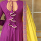 Pomcha Jaipur Purple Saadgi Bagni Lace Anarkali Set | Swadesiicart