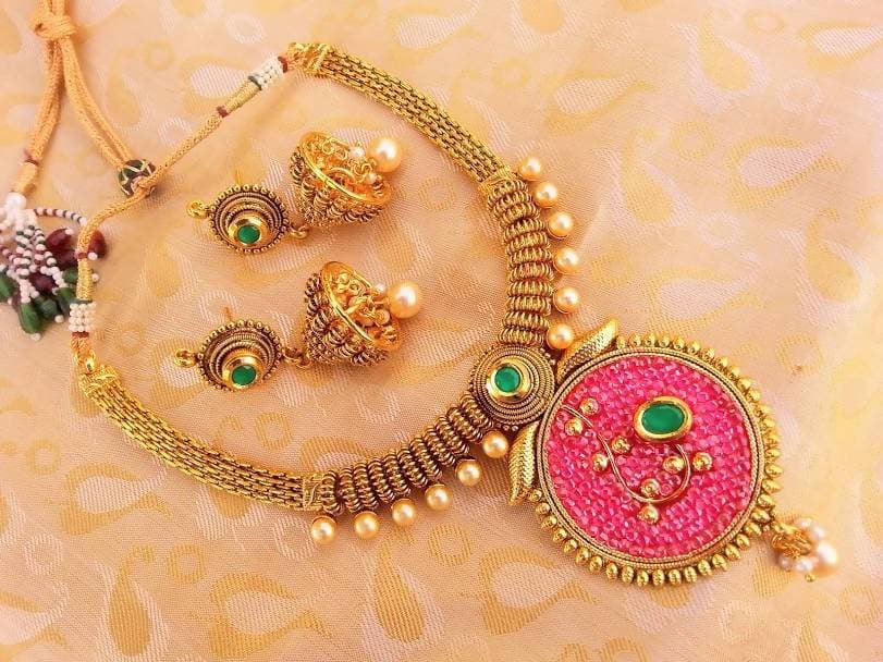 Multicolor Antique Pearl Designer Necklace Set