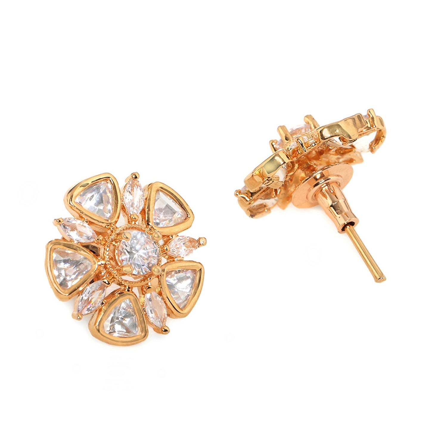 Round Kundan Studs (Gold) - Ruby Raang - Swadesiicart