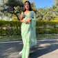 Vamsee Green Chiffon Designer Saree - Swadesiicart
