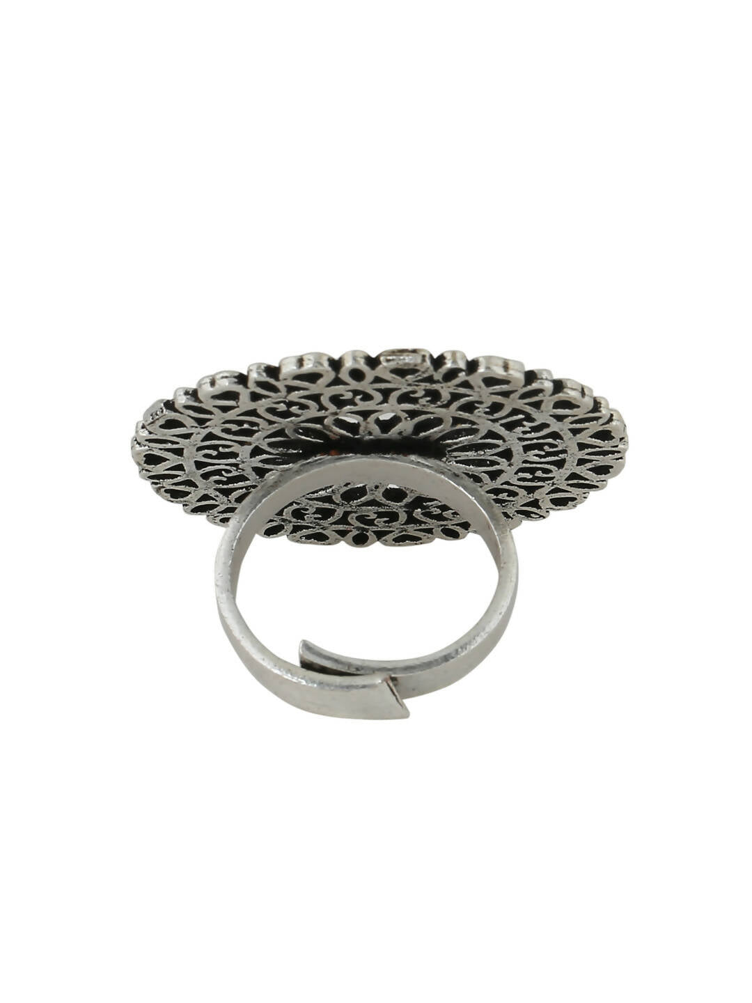 NVR Women Oxidised Silver-Plated Adjustable Finger Ring | Swadesiicart