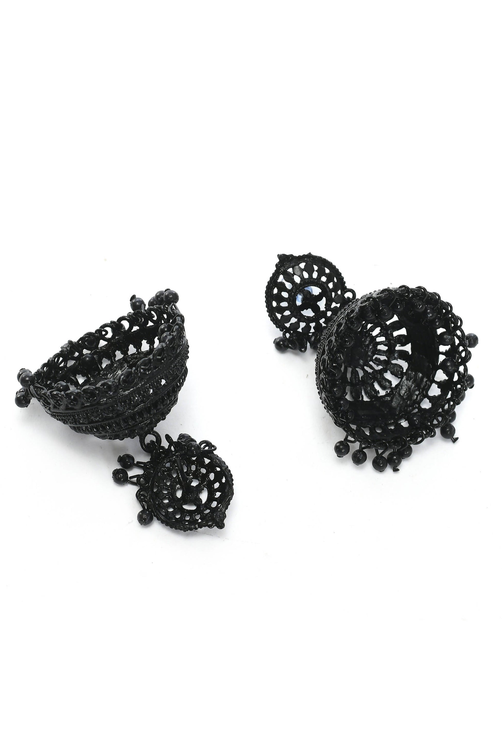 Mominos Fashion Johar Kamal Latest Design Black Color Jhumkas - Swadesiicart