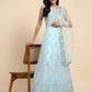 Blue Net Hand Embroidered Gown - Rudrani