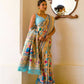 Vishnu Weaves Women's Firozi Paithani Silk Zari Woven Saree with Unstitched Blouse - Swadesiicart