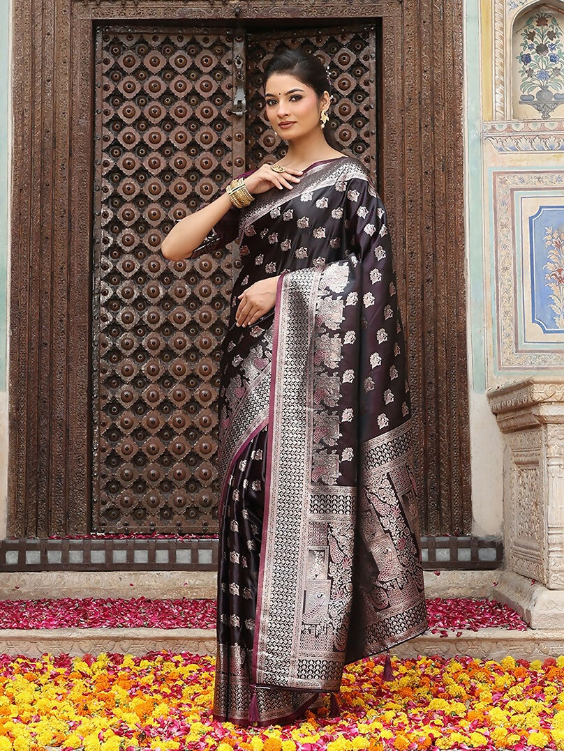 Shree Shyam Fashion Wine Silk Saree