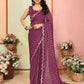 Aafreen Partywear Designer Wine White Rangoli Fancy Saree